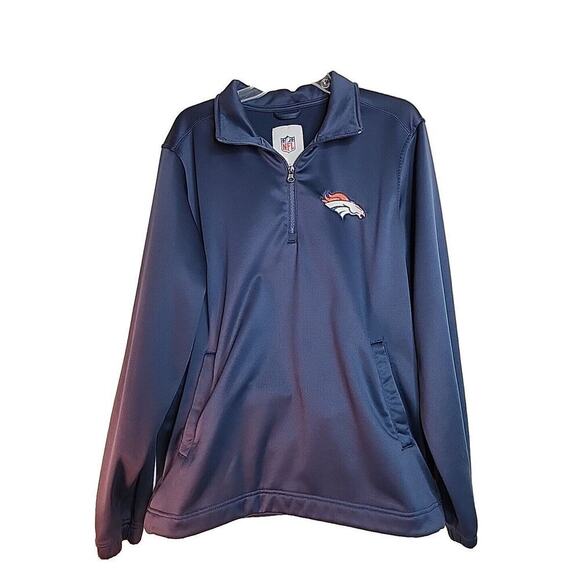 Denver Broncos NFL Team Apparel 1/4 Zip Navy Blue Jacket Mens Medium - Picture 1 of 5